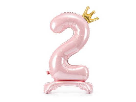 Stojeći folijski balon Broj '2', 84 cm, svijetlo roza