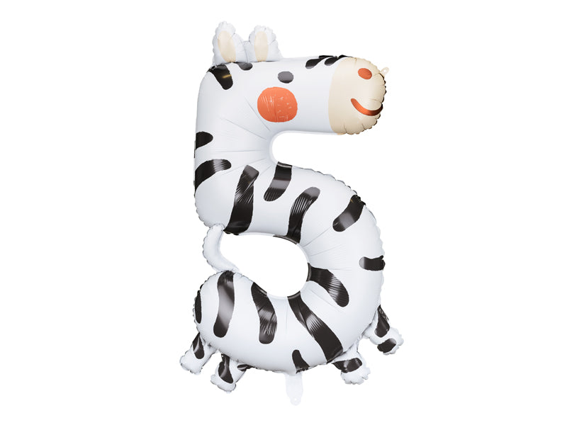 Folijski balon Broj 5 – Zebra, 68x98 cm, mix