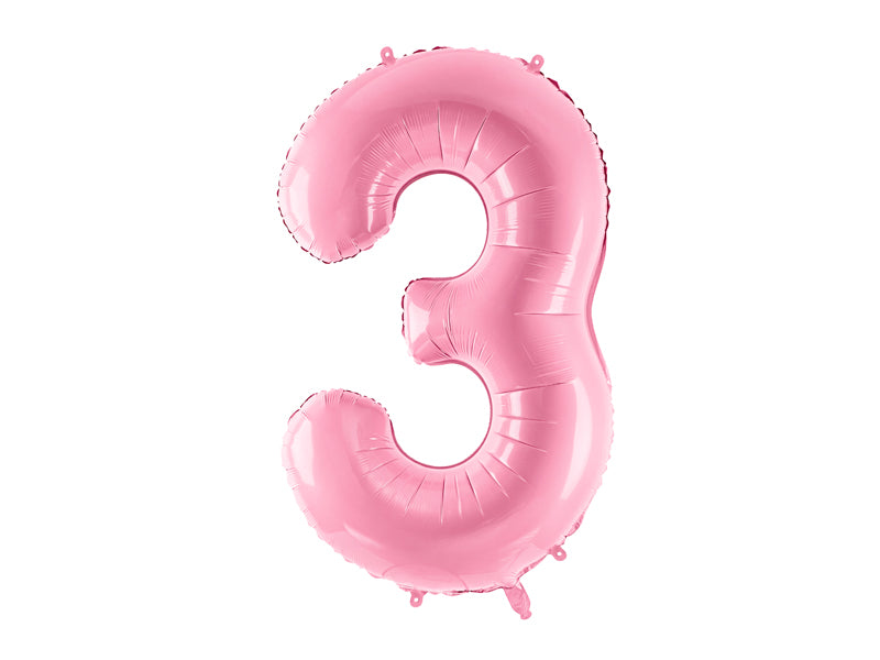 Folijski balon Broj 3 – ružičasti – 86 cm