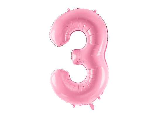 Folijski balon Broj 3 – ružičasti – 86 cm