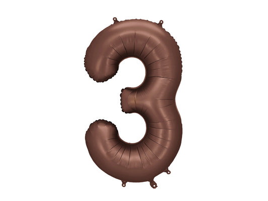 Folijski balon broj 3 86 cm mocha