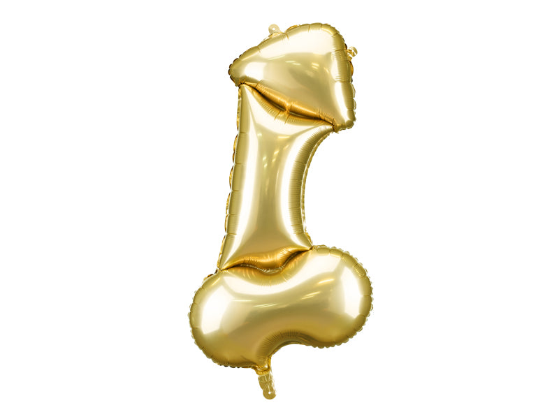 Folijski balon Penis, 55,5x112 cm, zlatni