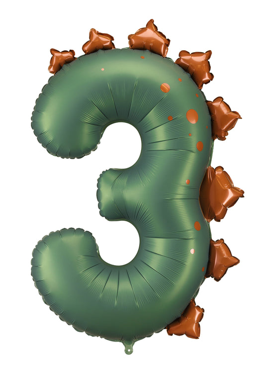 Folijski balon broj 3 Dinosaur 92cm mix