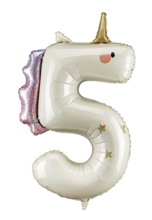 Folijski balon broj 5 Jednorog 93cm mix