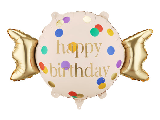 Folijski balon Bombon "Happy Birthday", 61x37 cm, mix