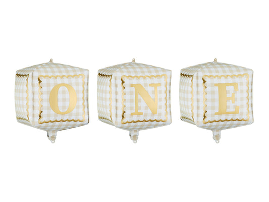 Folijski baloni kocke 'One', 34x36 cm, mix: 1 pak/3 kom