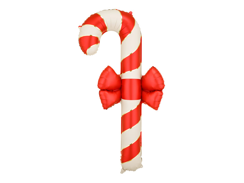 Folija balon – candy cane s mašnom, 70 × 131,5 cm, bež i crveni