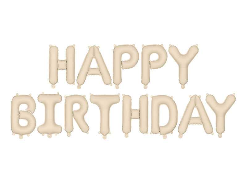 Folijski balon Happy Birthday, 340x35 cm, bež