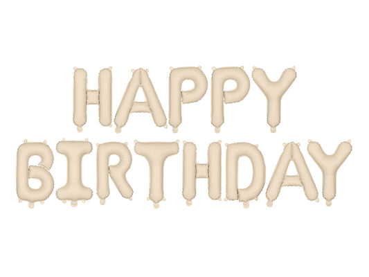 Folijski balon Happy Birthday, 340x35 cm, bež