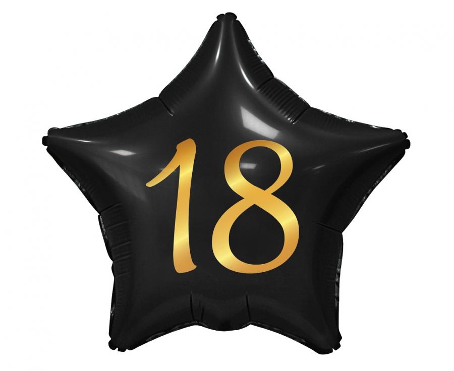 Folijski balon B&C 18, zvijezda crna, zlatni, 19" - 48cm AA