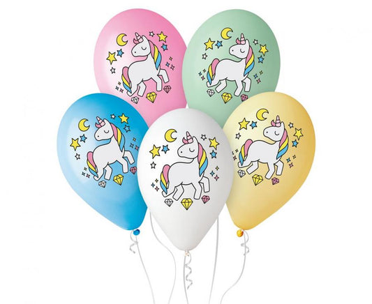 Baloni Gemar Premium 12" – 30 cm, jednorog magic night, 5kom/paket