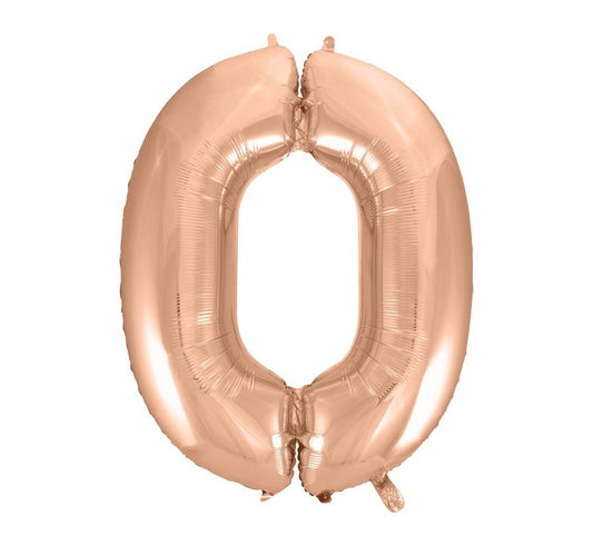 Folijski balon B&C "brojka 0", ružičasto-zlatna, 92 cm
