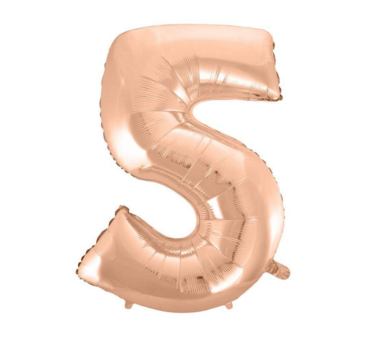 Folijski balon B&C "brojka 5",  ružičasto-zlatna, 92 cm