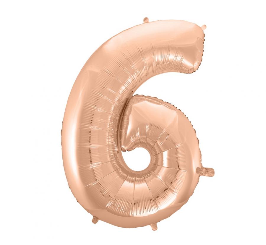 Folijski balon B&C "brojka 6", ružičasto-zlatna, 92 cm