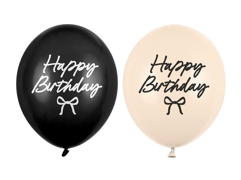 Baloni Happy Birthday s mašnama 30 cm mix 50 kom