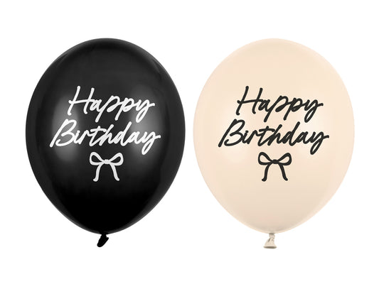 Baloni Happy Birthday s mašnama 30 cm mix 50 kom
