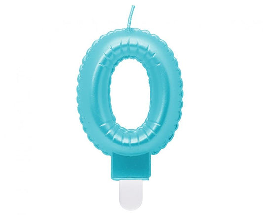 Svijećica brojka 0, perlasta jasnoplava, 7 cm KK